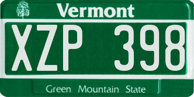 VT license plate XZP398