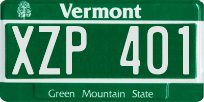 VT license plate XZP401