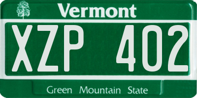 VT license plate XZP402