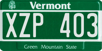 VT license plate XZP403