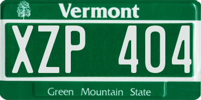 VT license plate XZP404