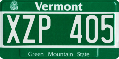 VT license plate XZP405