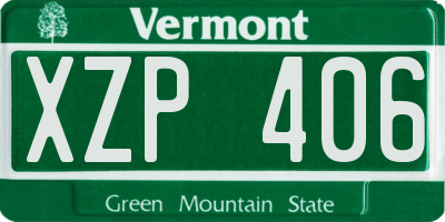VT license plate XZP406