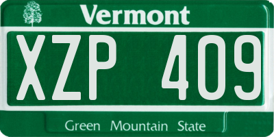 VT license plate XZP409