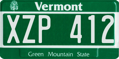 VT license plate XZP412