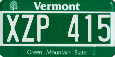 VT license plate XZP415
