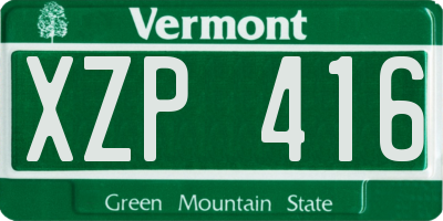 VT license plate XZP416