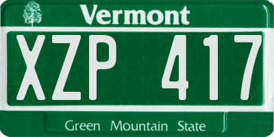 VT license plate XZP417