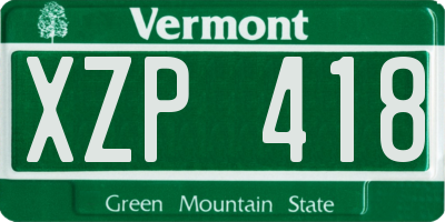 VT license plate XZP418