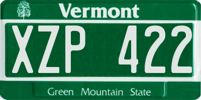 VT license plate XZP422