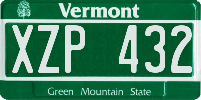 VT license plate XZP432