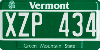 VT license plate XZP434