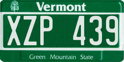 VT license plate XZP439