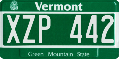 VT license plate XZP442