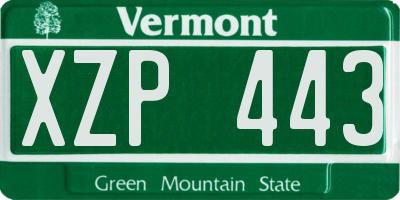 VT license plate XZP443