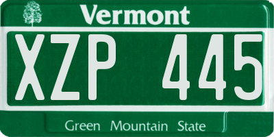 VT license plate XZP445