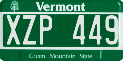 VT license plate XZP449