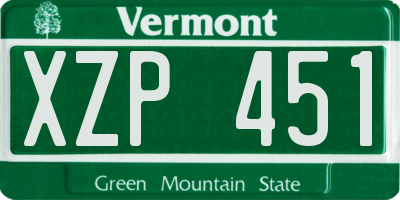 VT license plate XZP451