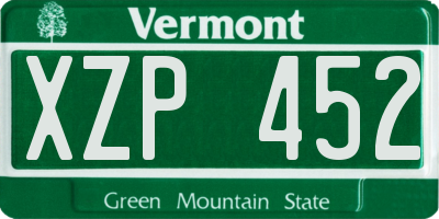 VT license plate XZP452