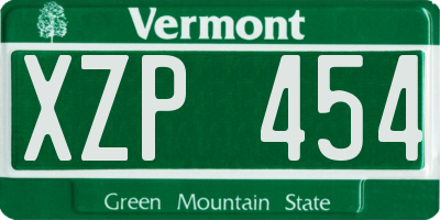 VT license plate XZP454