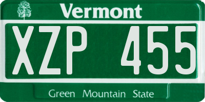 VT license plate XZP455