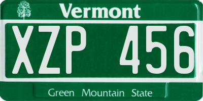 VT license plate XZP456