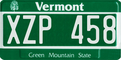 VT license plate XZP458