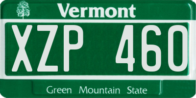 VT license plate XZP460