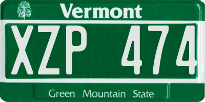 VT license plate XZP474