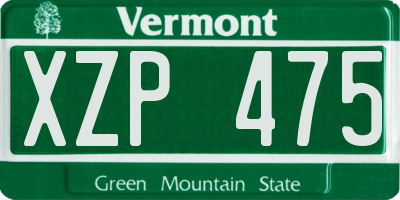 VT license plate XZP475