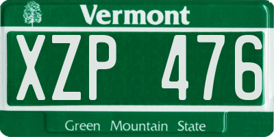 VT license plate XZP476