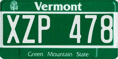 VT license plate XZP478