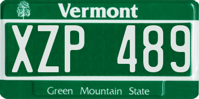 VT license plate XZP489
