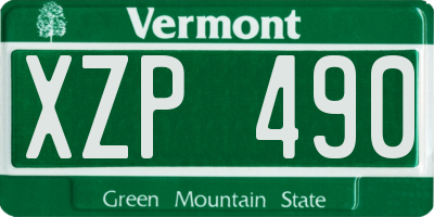 VT license plate XZP490