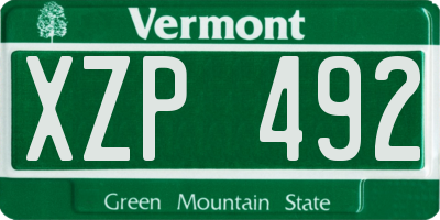 VT license plate XZP492