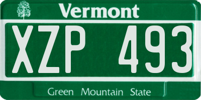VT license plate XZP493