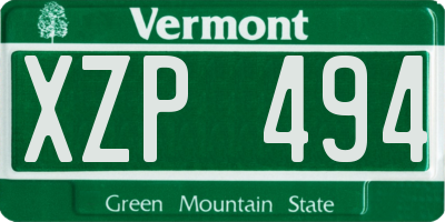 VT license plate XZP494