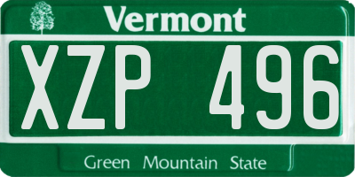 VT license plate XZP496