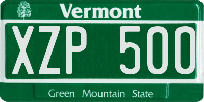 VT license plate XZP500