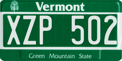 VT license plate XZP502