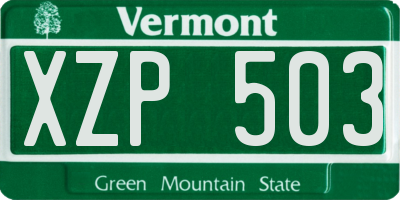 VT license plate XZP503