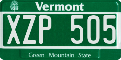 VT license plate XZP505