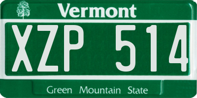 VT license plate XZP514