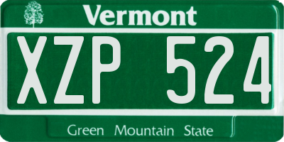 VT license plate XZP524