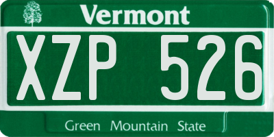 VT license plate XZP526