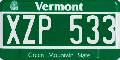VT license plate XZP533
