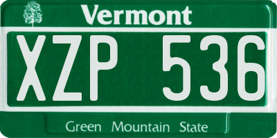 VT license plate XZP536