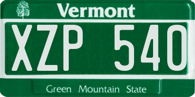 VT license plate XZP540