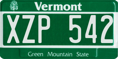 VT license plate XZP542