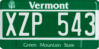 VT license plate XZP543